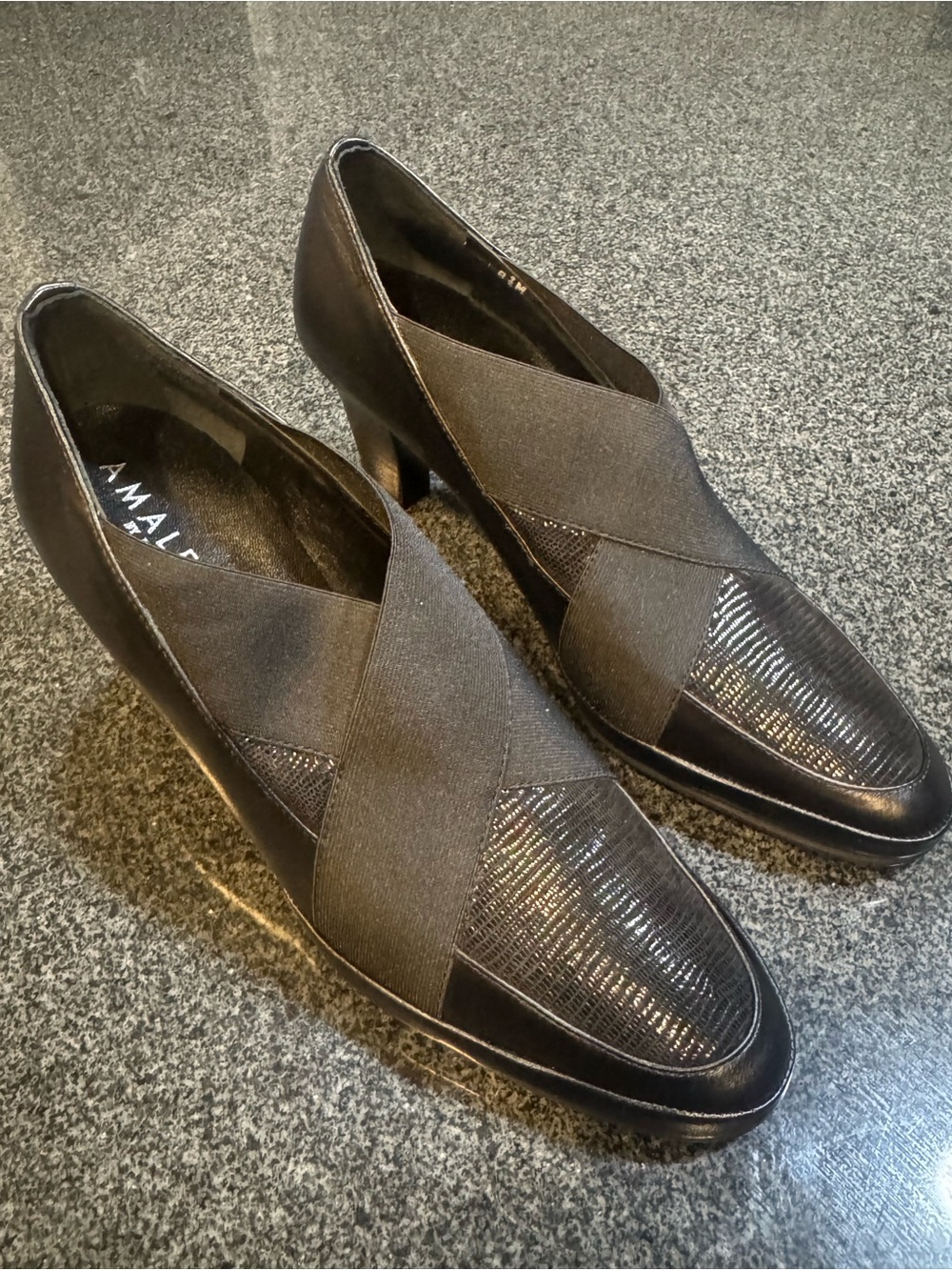 Amalfi Black Cross-Strap Slip-On Heels